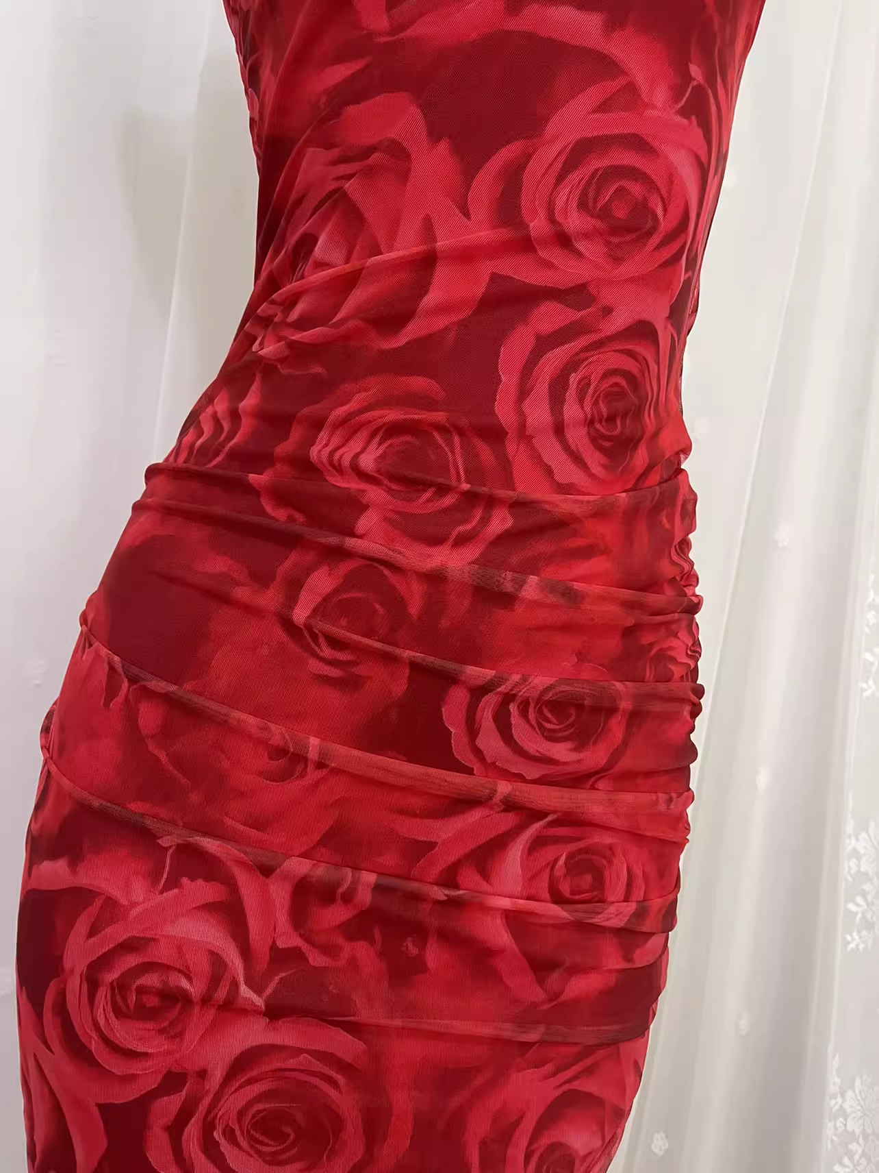 Vintage Sheath Straps Floral Red Travel Vacation Beach Dress Short Birthday Dress