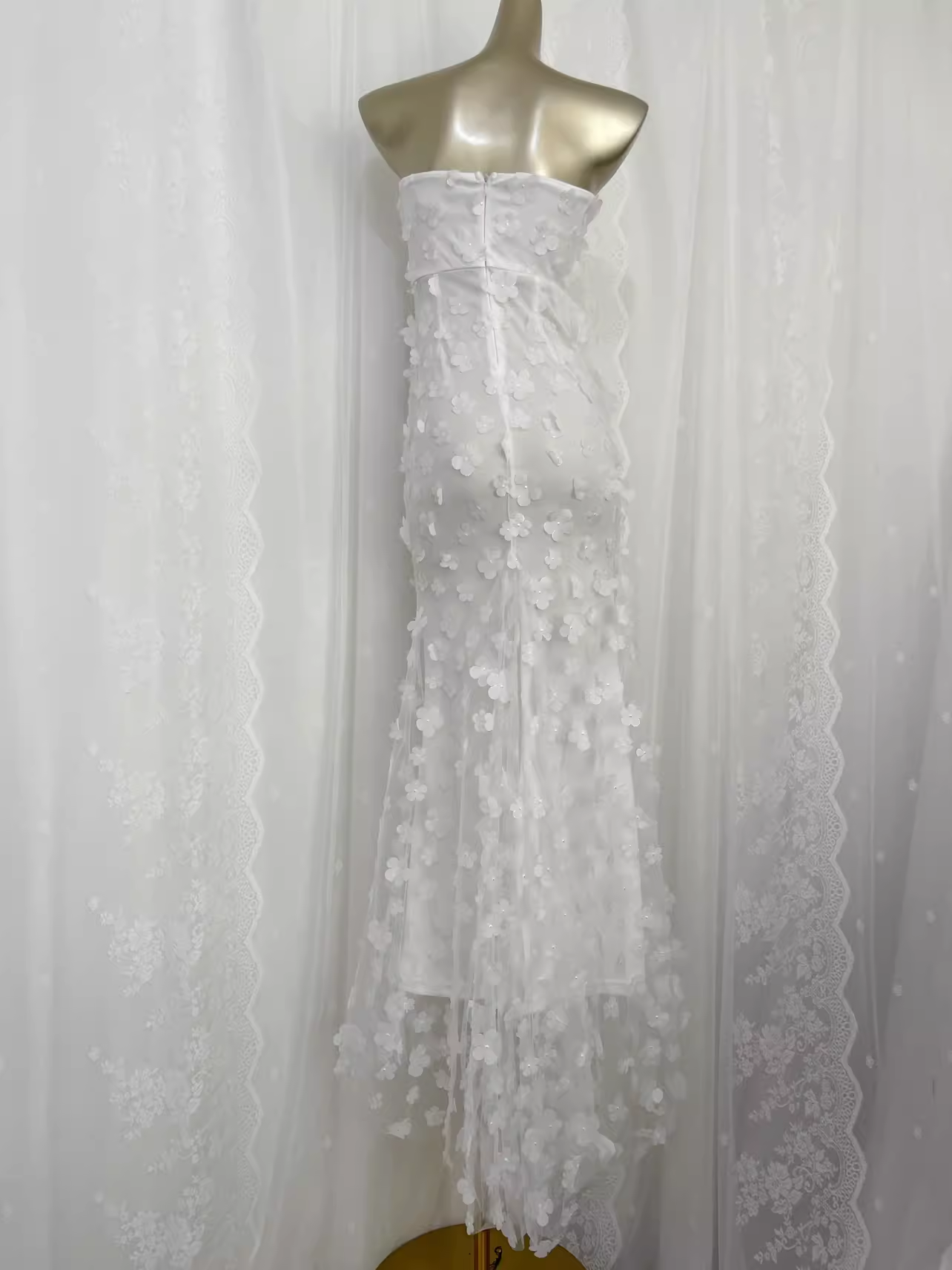 Vintage Sheath Strapless White Vacation Dress Flowers Birthday Dresses