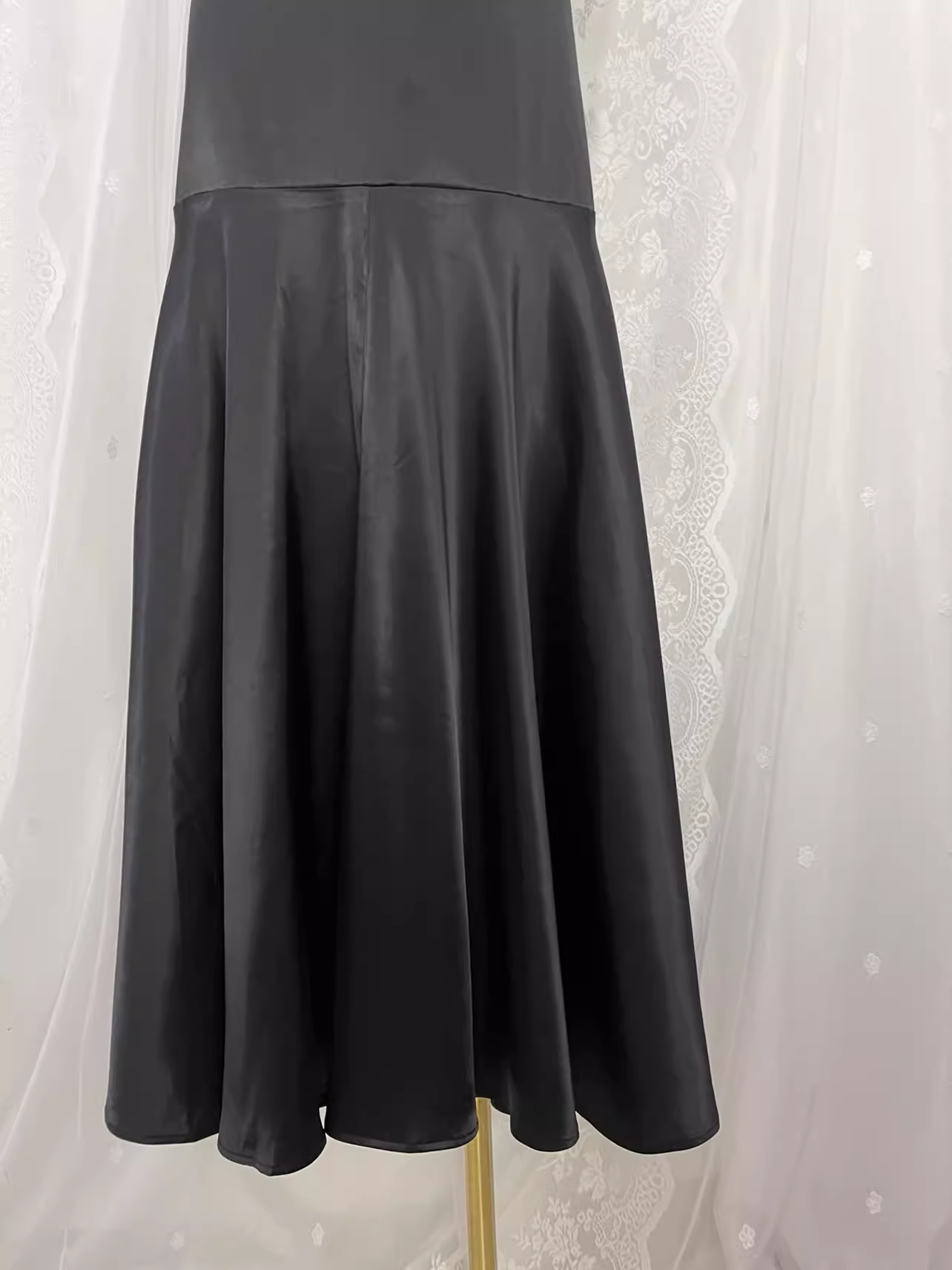 Vintage Sheath Backless Travel Vacation Black Satin Beach Dress Long Dress