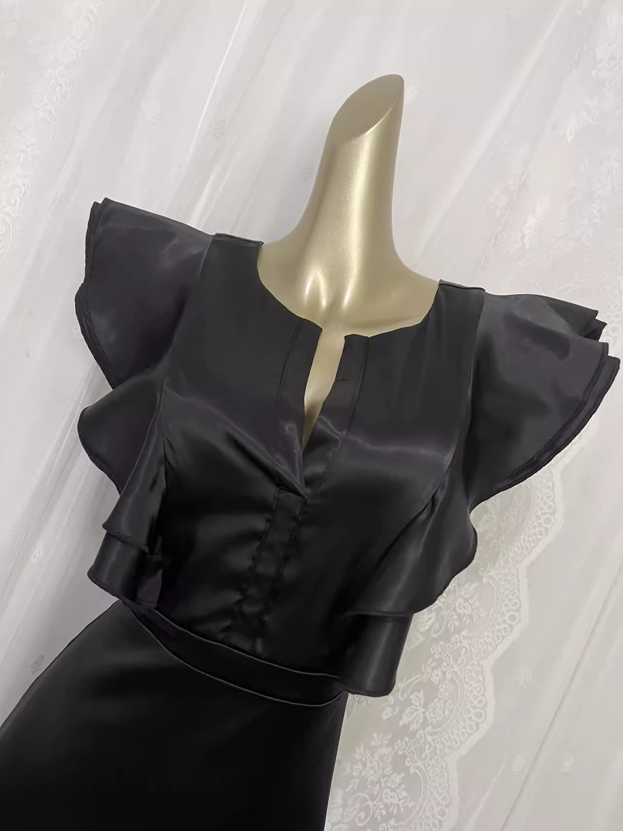 Vintage Sheath Backless Travel Vacation Black Satin Beach Dress Long Dress