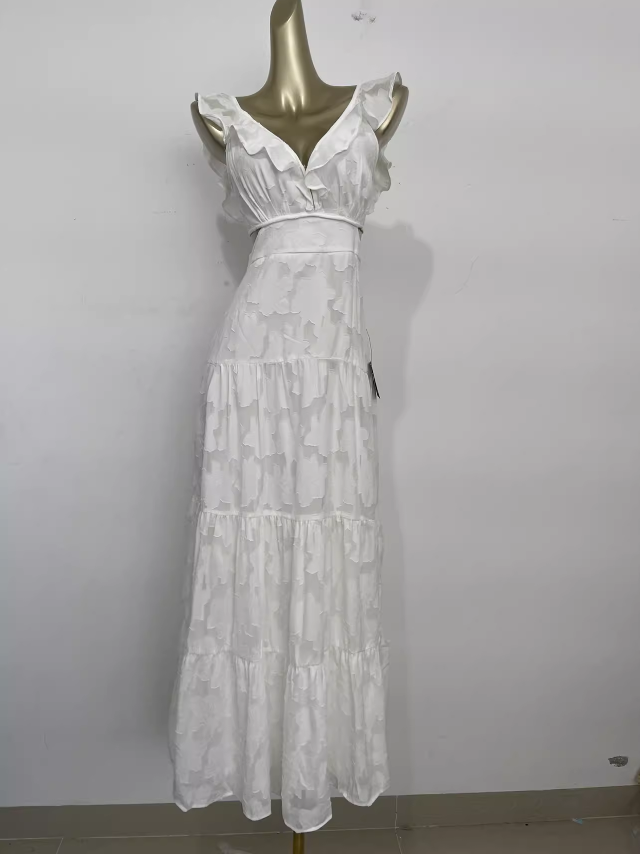 Vintage A line V neckline Backless Travel Vacation Lace Beach Dress Long Birthday Dresses