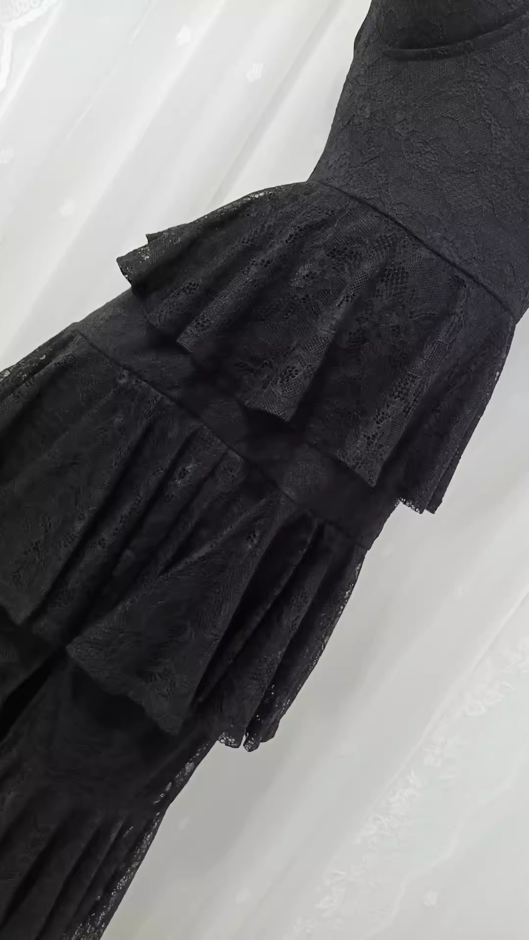 Vintage A line Spaghetti Straps Lace Vacation Black Beach Dress Long Dress
