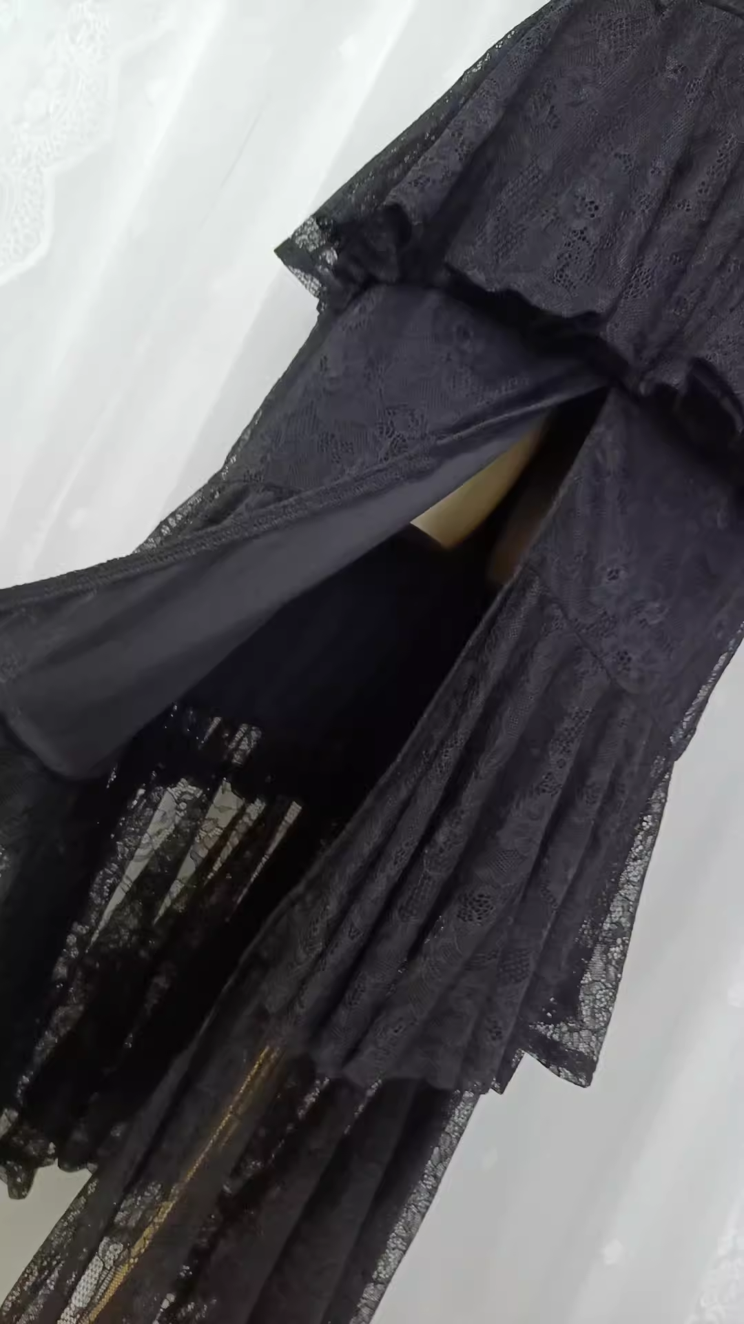 Vintage A line Spaghetti Straps Lace Vacation Black Beach Dress Long Dress