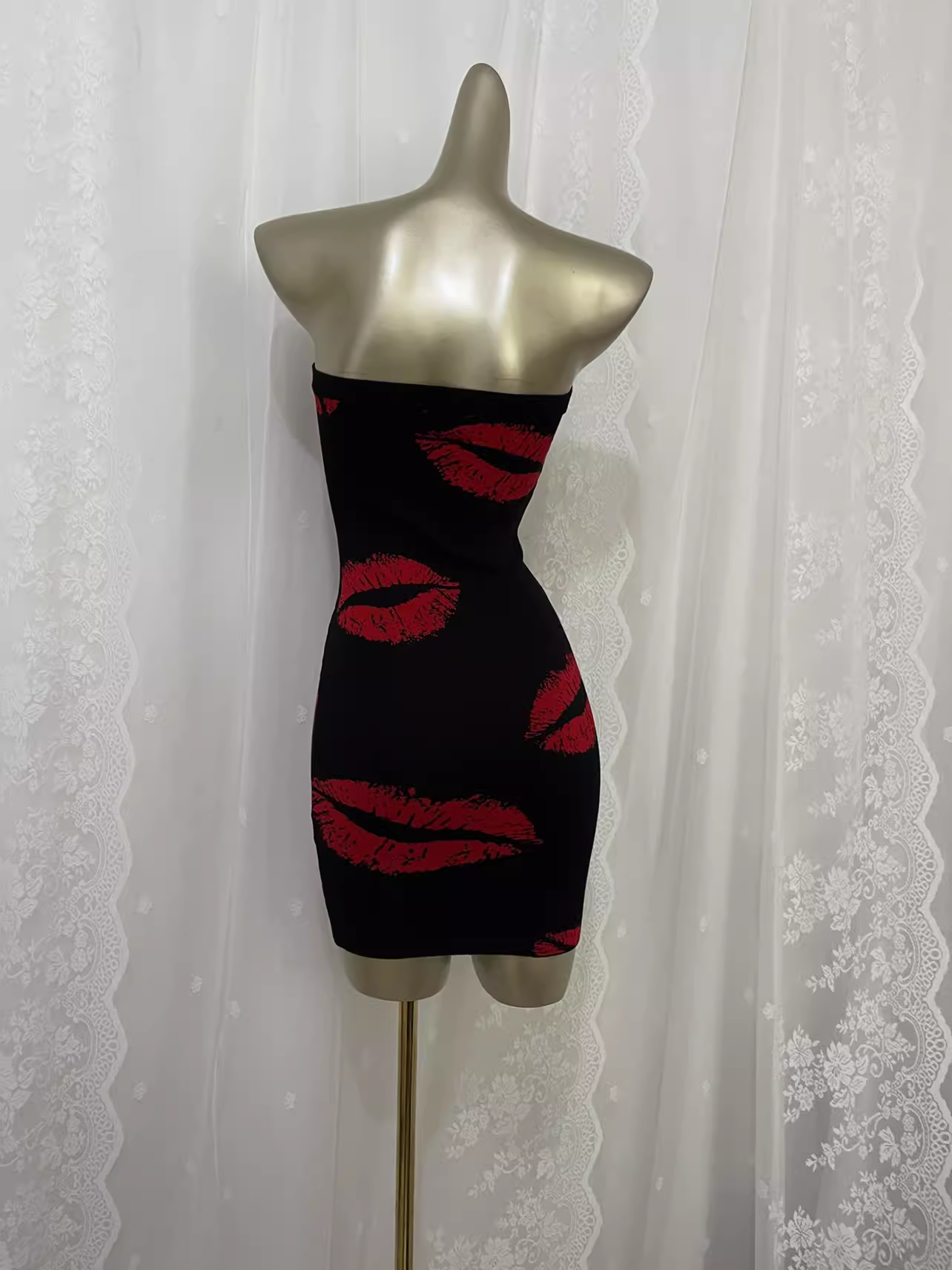 Vintage Sheath Strapless Floral Red Travel Vacation Dress Short Birthday Dress