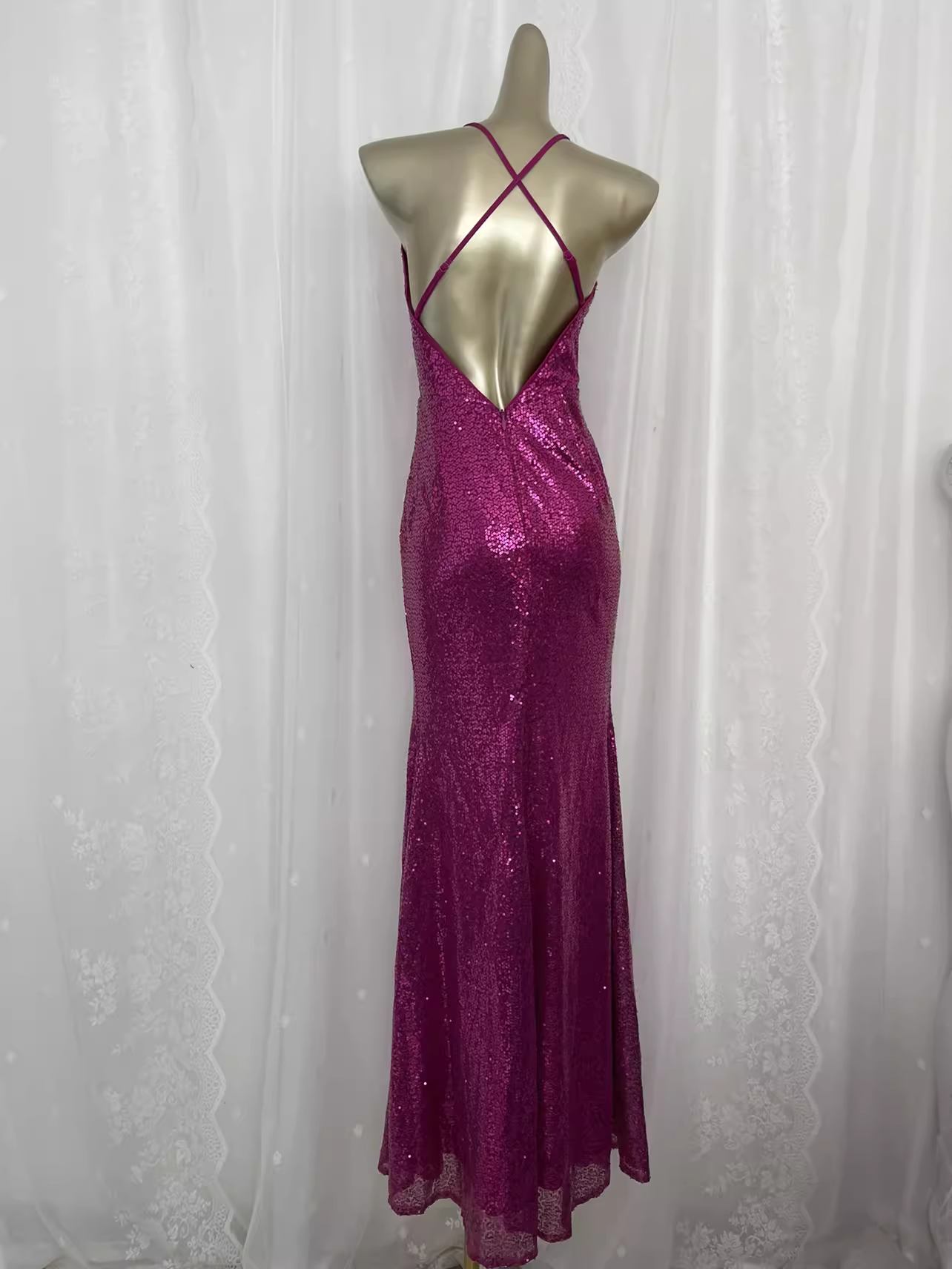 Cute Sheath Spaghetti Straps Sequin Pink Long Vacation Dress Birthday Dresses