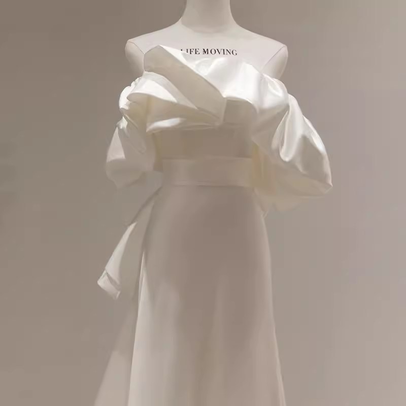 Sexy Mermaid Off The Shoulder Satin White Long Wedding Dresses Brides Dress