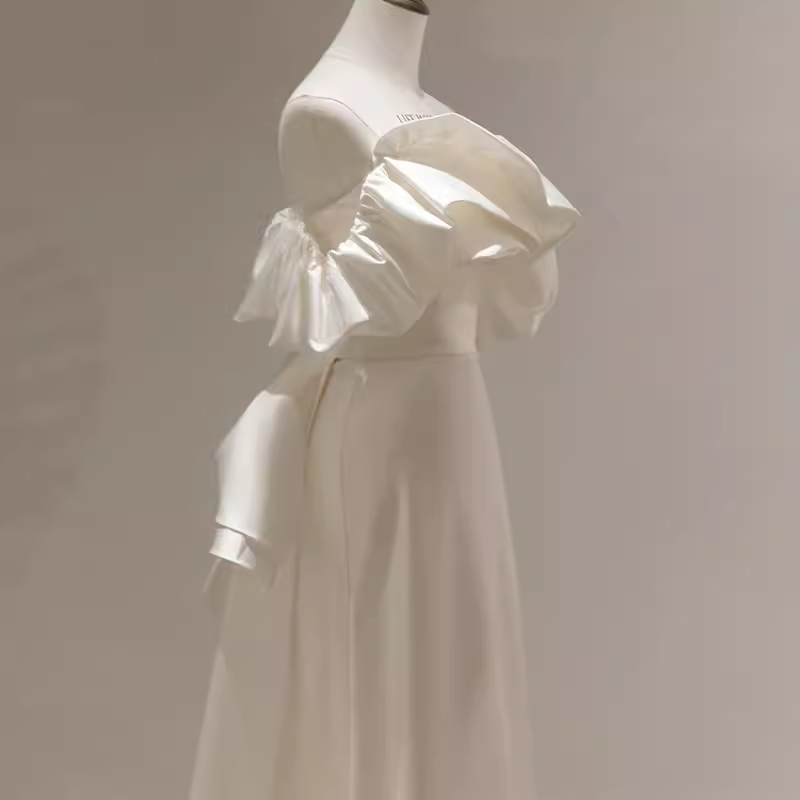 Sexy Mermaid Off The Shoulder Satin White Long Wedding Dresses Brides Dress