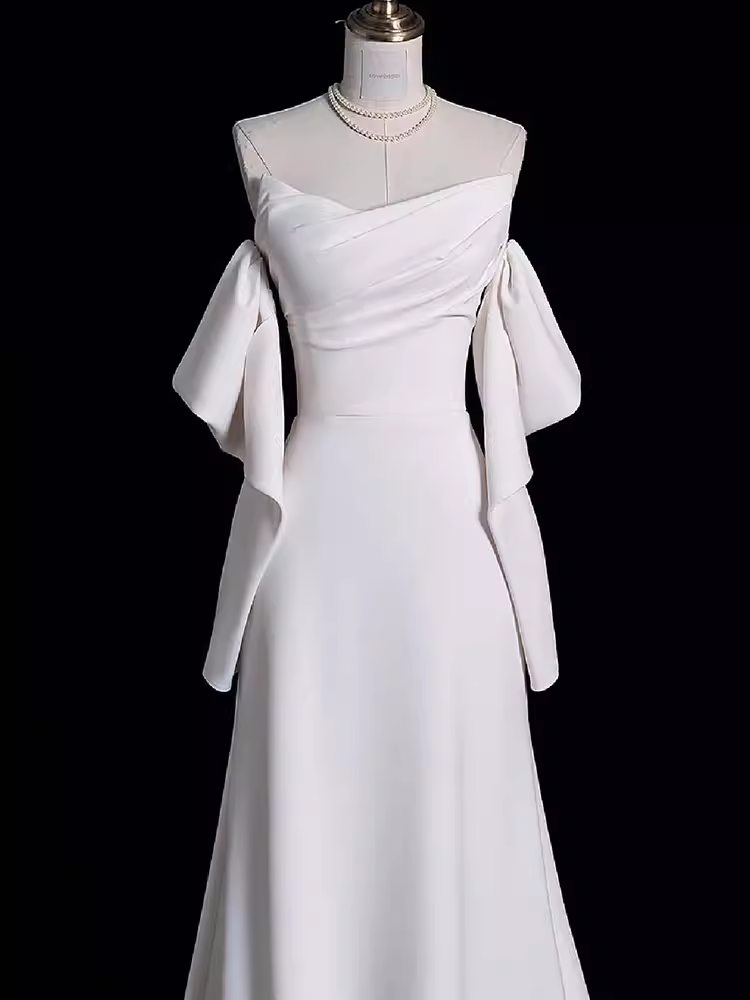 Sexy Mermaid Off The Shoulder Satin White Long Wedding Dresses Brides Dress