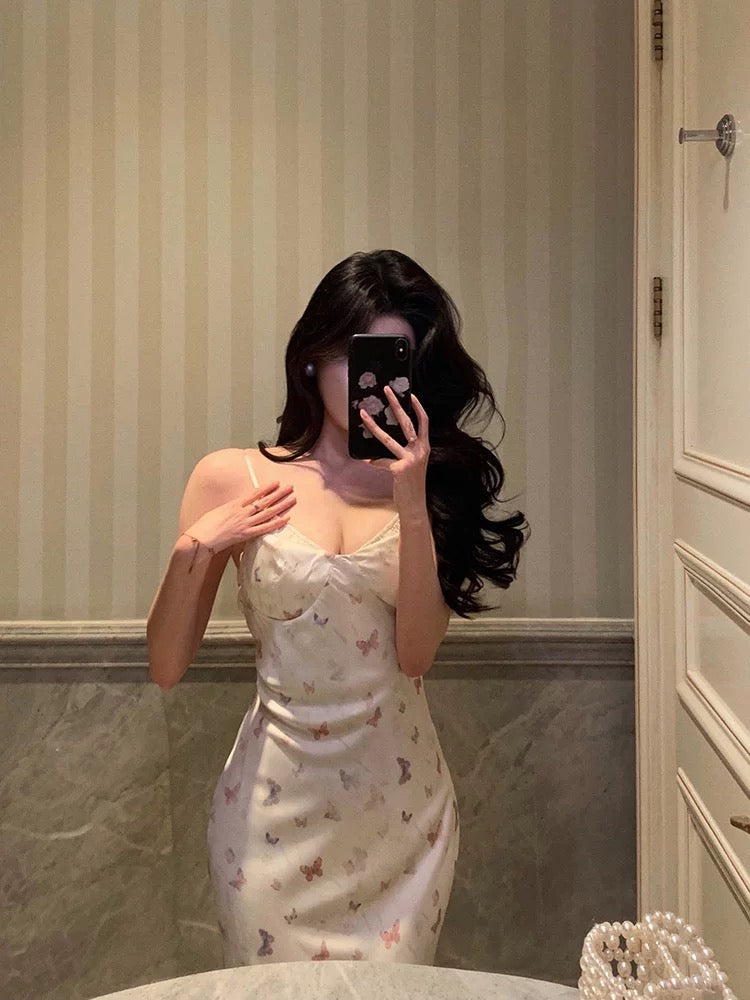 Classy Sheath Spaghetti Straps Floral Long Prom Dresses Birthday Outfits Evening Gown