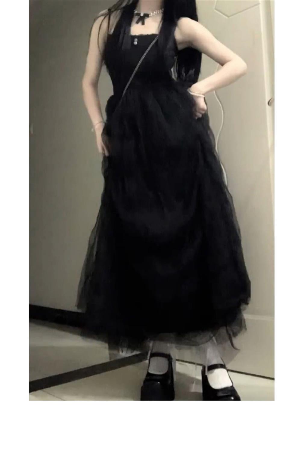 Sexy French A line Spaghetti Straps Christmas Dress Black Birthday Dresses Birthday Outfits