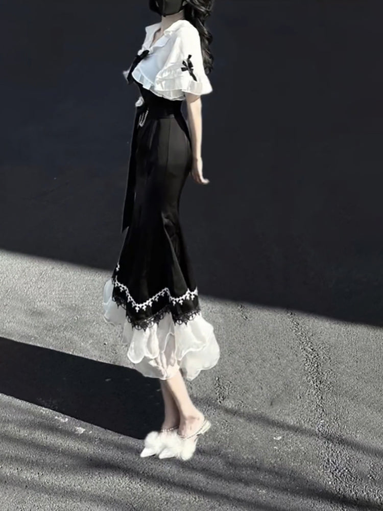 Princess A line Black Satin Long Prom Dresses Night Lolita Dress Birthday Outfits