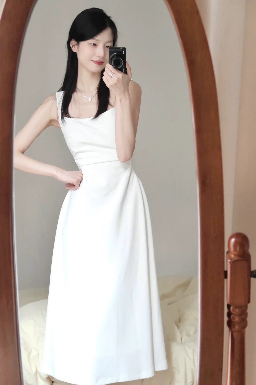 Sexy A Line Square Neckline White Holiday Dresses Night Dress Birthday Outfits