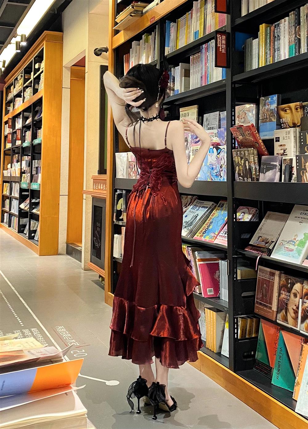 Sexy Mermaid Spaghetti Straps Burgundy Velvet Women's Beach Dress Vacation Dresses Birthday Dress