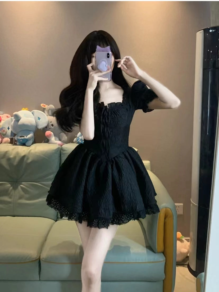 Ball Gown Square Neckline Black Holiday Dress Birthday Dresses Birthday Outfits