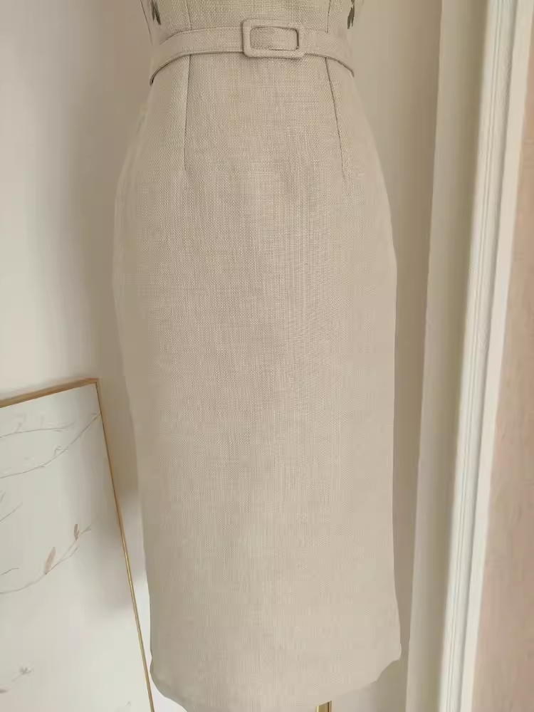 Cute Sheath Straps Champagne Tea Length Vacation Dress Women Dresses
