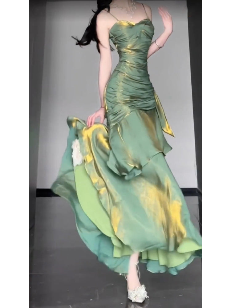 Vintage Sheath Spaghetti Straps Green Holiday Dress Birthday Dresses Birthday Outfits