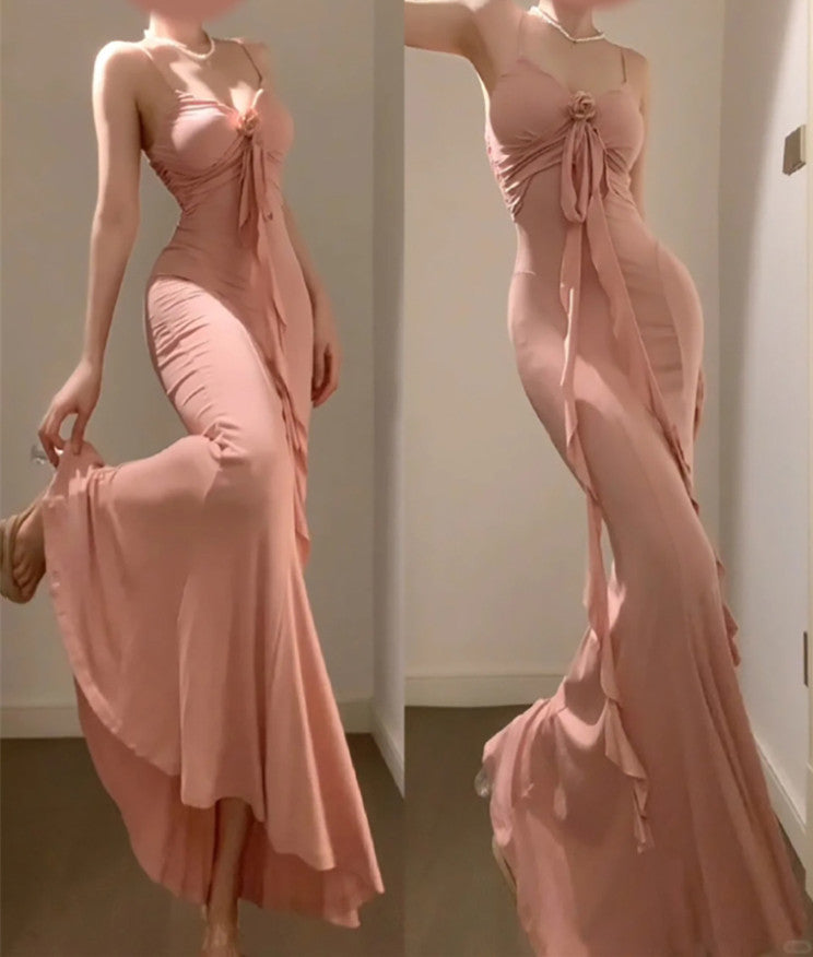 Vintage Sheath Spaghetti Straps Pink Holiday Dress Birthday Dresses Birthday Outfits