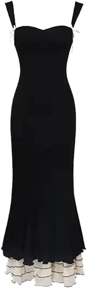 Sexy Mermaid Straps Chiffon Black Prom Dresses Party Dress