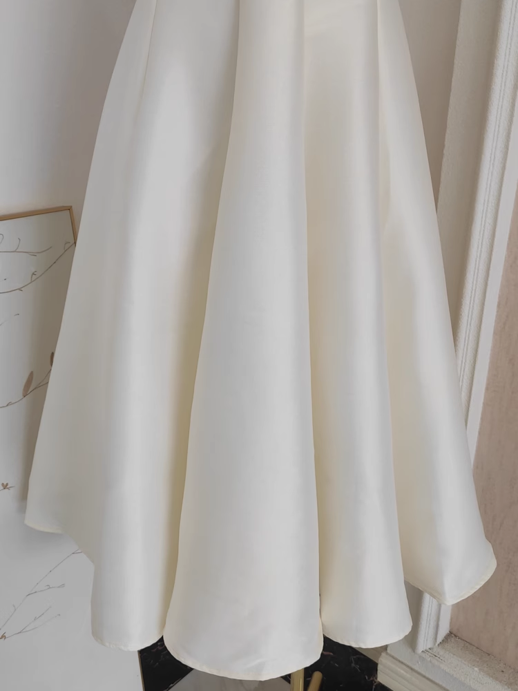 Cute A line Straps White Vacation Dress Satin Women Summer Dresses