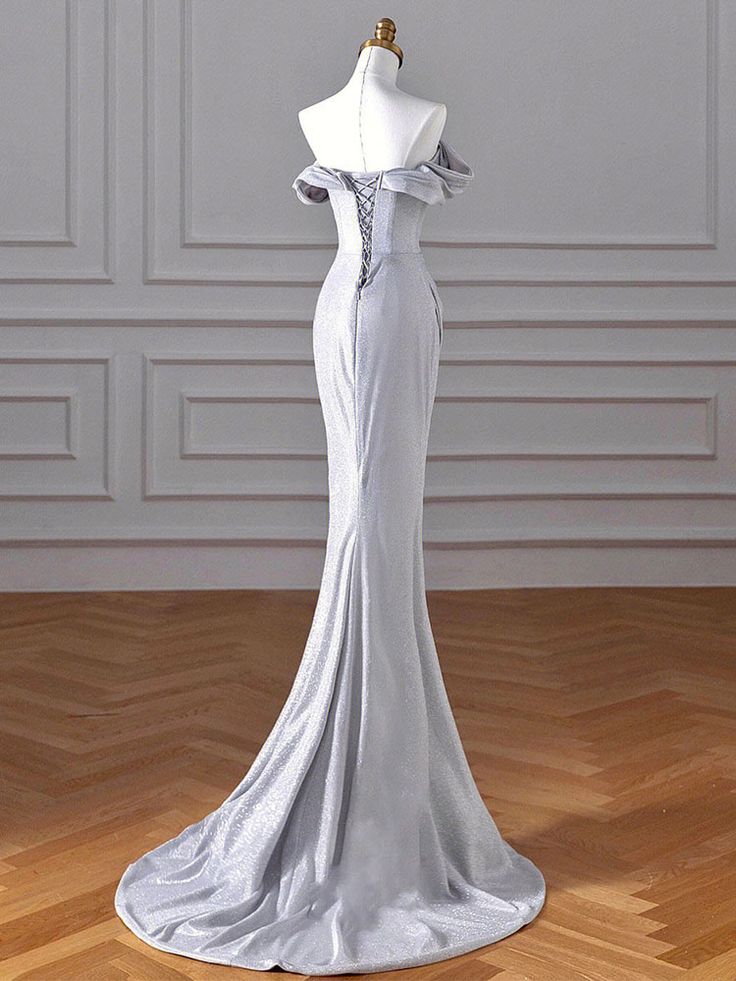 Pretty Mermaid Off The Shoulder Sequin Slit Long Prom Dresses Party Dress