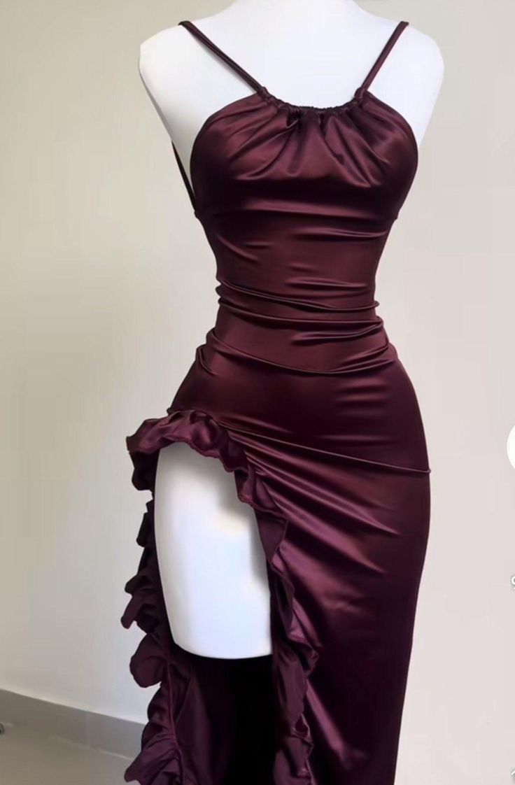Pretty Mermaid Spaghetti Straps Burgundy Backless Prom Dresses Party Dress