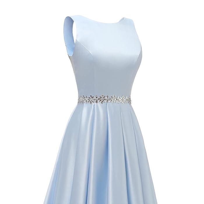 Sexy A Line Scoop Neckline Satin Green Long Prom Dresses Party Dress