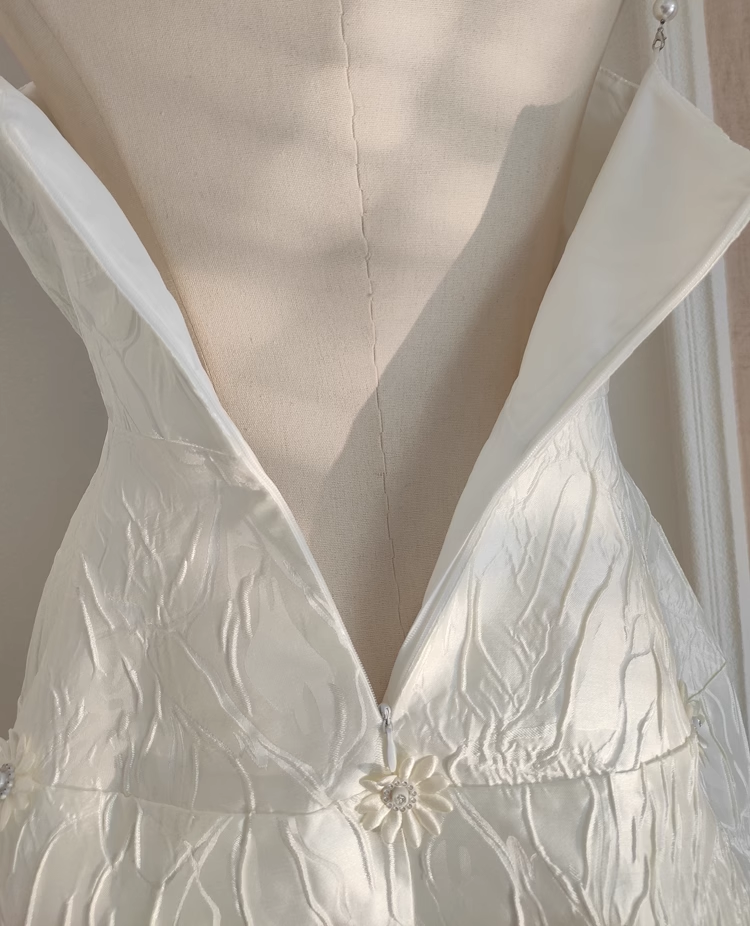 Cute A line Spaghetti Straps White Pearls Women Dress Short Birthday Outfits