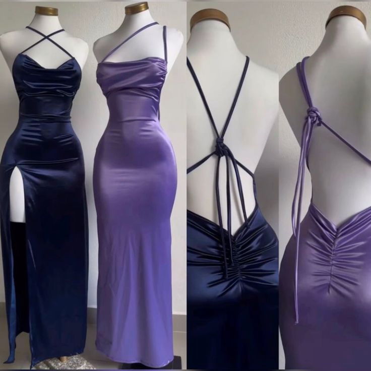 Pretty Sheath Spaghetti Straps Floor Length Sequin Satin Backless Prom Dresses