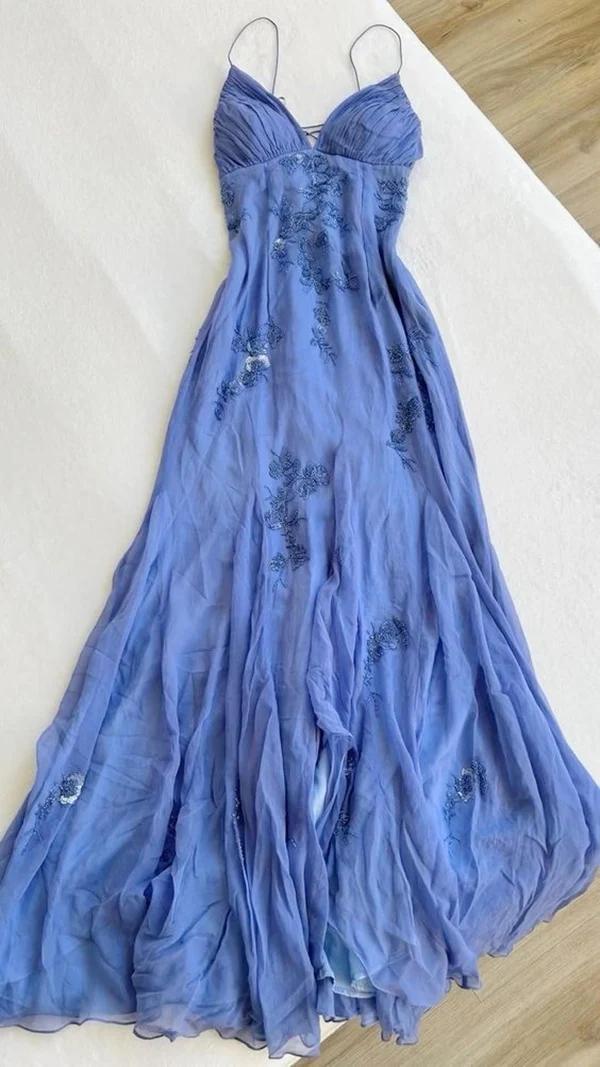 Pretty Mermaid Spaghetti Straps Lilac Long Prom Dresses Party Dress