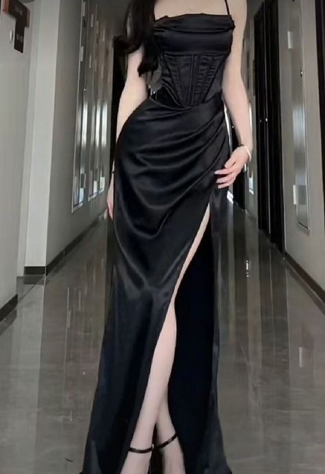Retro Sheath Spaghetti Straps Satin Black Party Dress Prom Dresses