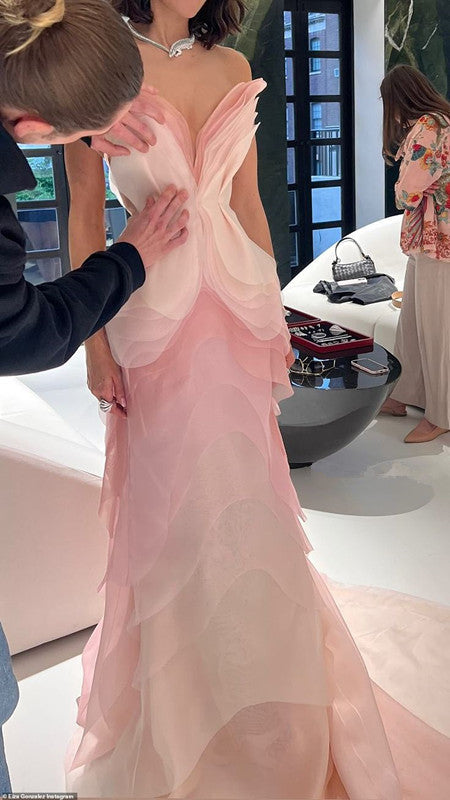 Pretty Sheath Sweetheart Floral Ombre Pink Tulle Sleeveless Evening Prom Dresses