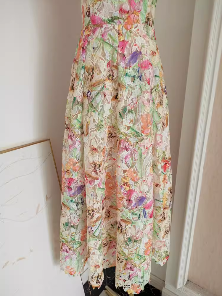 Sexy A line Straps Floral Lace Vacation Dress Women Dresses