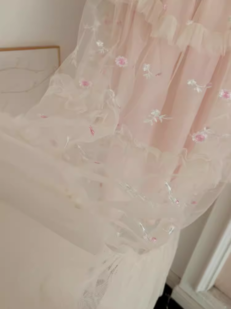 Cute A line High Neck Floral Lace Vacation Dress Tulle Long Women Dresses