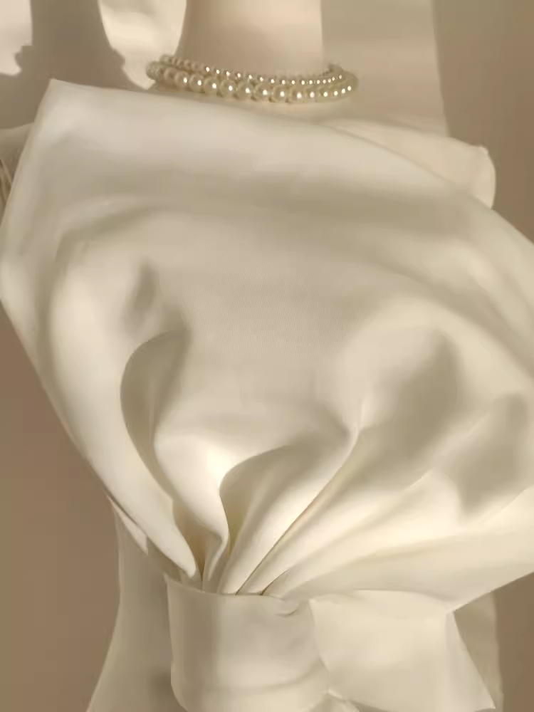 Simple A line Strapless White Travel Vacation Dresses Short Satin Birthday Dress