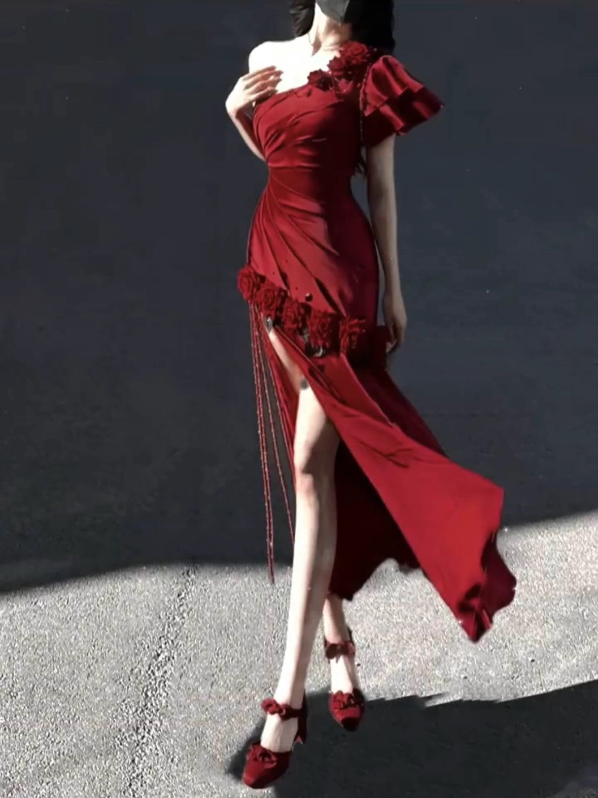 Retro Mermaid One Shoulder Black Satin Party Dress Long Prom Dresses