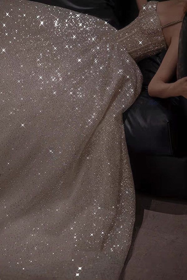 Sparkling A Line Sequin Long Prom Dress Evening Dresses