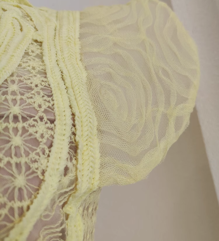 Cute A line Scoop Yellow Short Sleeves Lace Vacation Dress Women Dresses