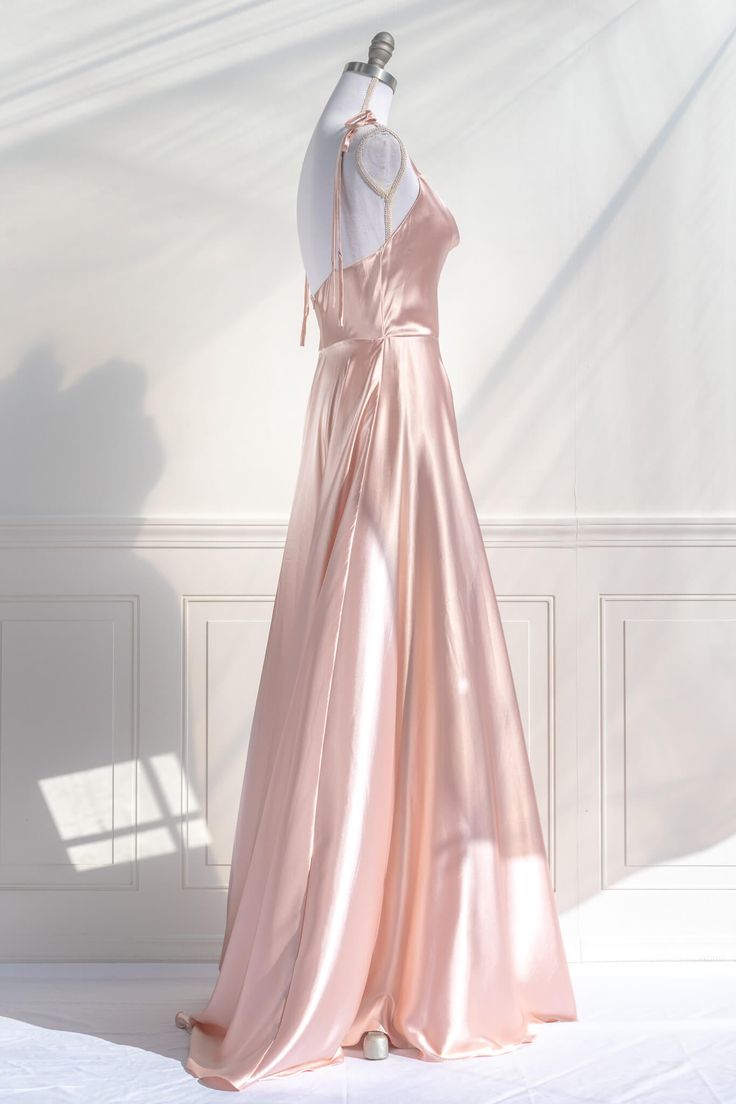 A Line Pink Long Prom Dresses Formal Graduation Party Dress Evening Dress