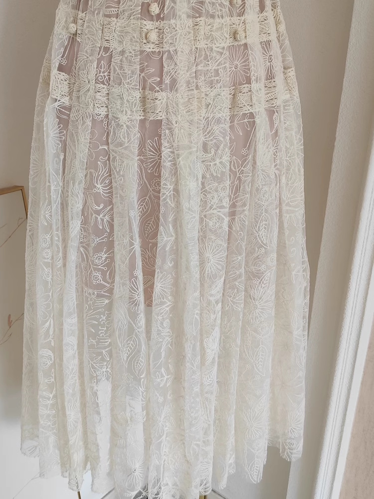 Cute A line Scoop Champagne Short Sleeves Lace Vacation Dress Women Dresses