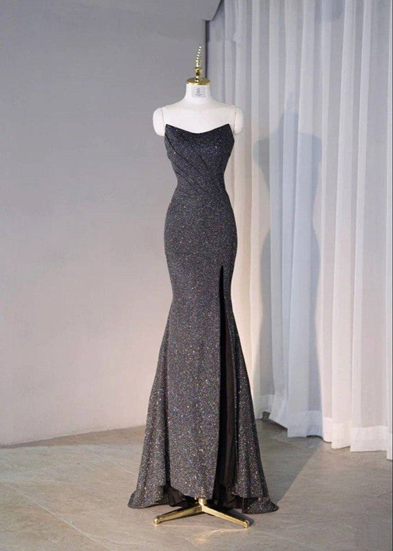Modest Mermaid Sweetheart Long Prom Dresses Formal Graduation Party Dress Sequin Evening Dress