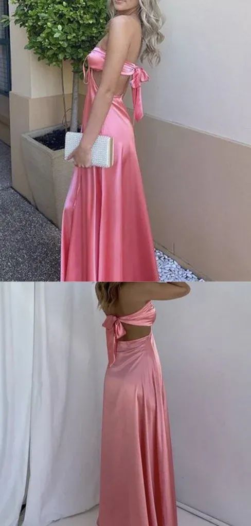 Simple Sweetheart Sleeveless A Line Satin Long Evening Prom Dresses