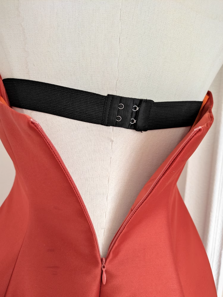 Cute A line Strapless Rust Red Vacation Dress Satin Women Dresses