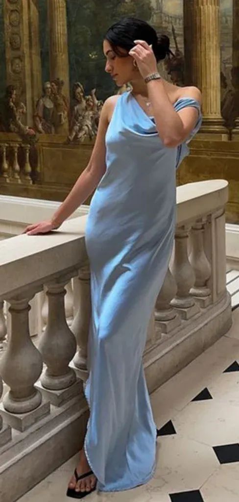 Formal One-shoulder Sleeveless Mermaid Satin Evening Prom Dresses