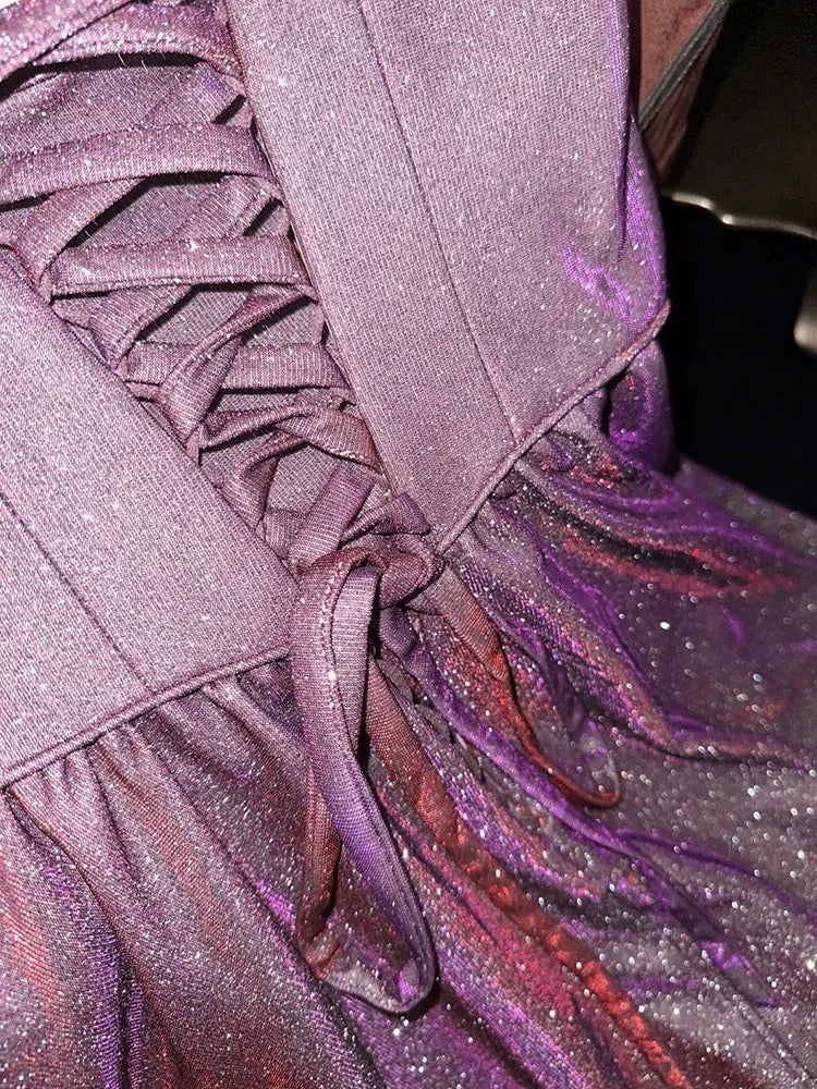 Sexy A Line Sweetheart Sequin Lilac Floor Length Evening Dress Prom Dresses
