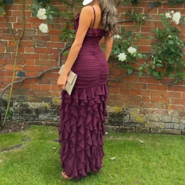 Sexy Mermaid Spaghetti Straps Ankle Length Chiffon Evening Dress Prom Dresses