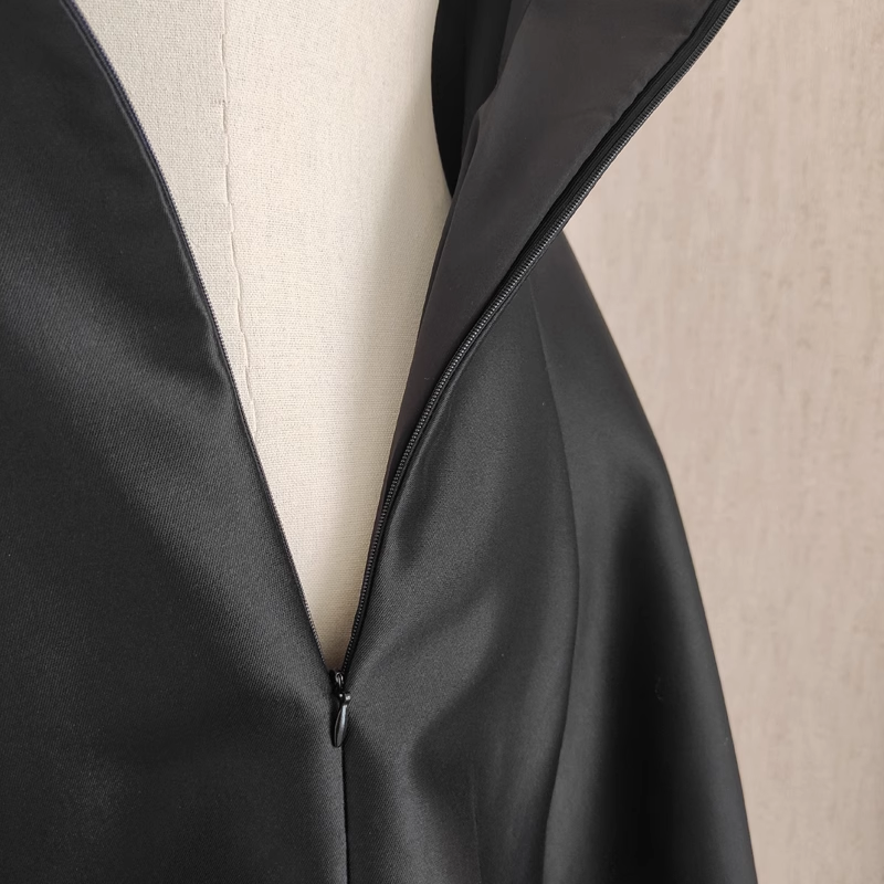 Sexy A line Spaghetti Straps Black Vacation Dress Satin Women Dresses