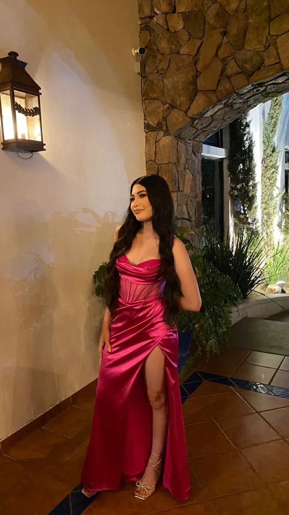 Charming Satin Mermaid Long Party Dress Graduation Dress Evening Dress