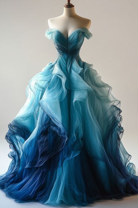 Retro Light Off The Shoulder Tulle Blue Party Dress Prom Dress Evening Dress