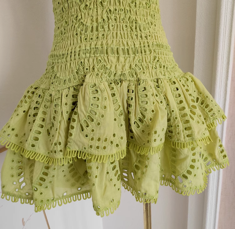 Cute Sheath Strapless Bud Green Lace Vacation Dress Short Birthday Dresses