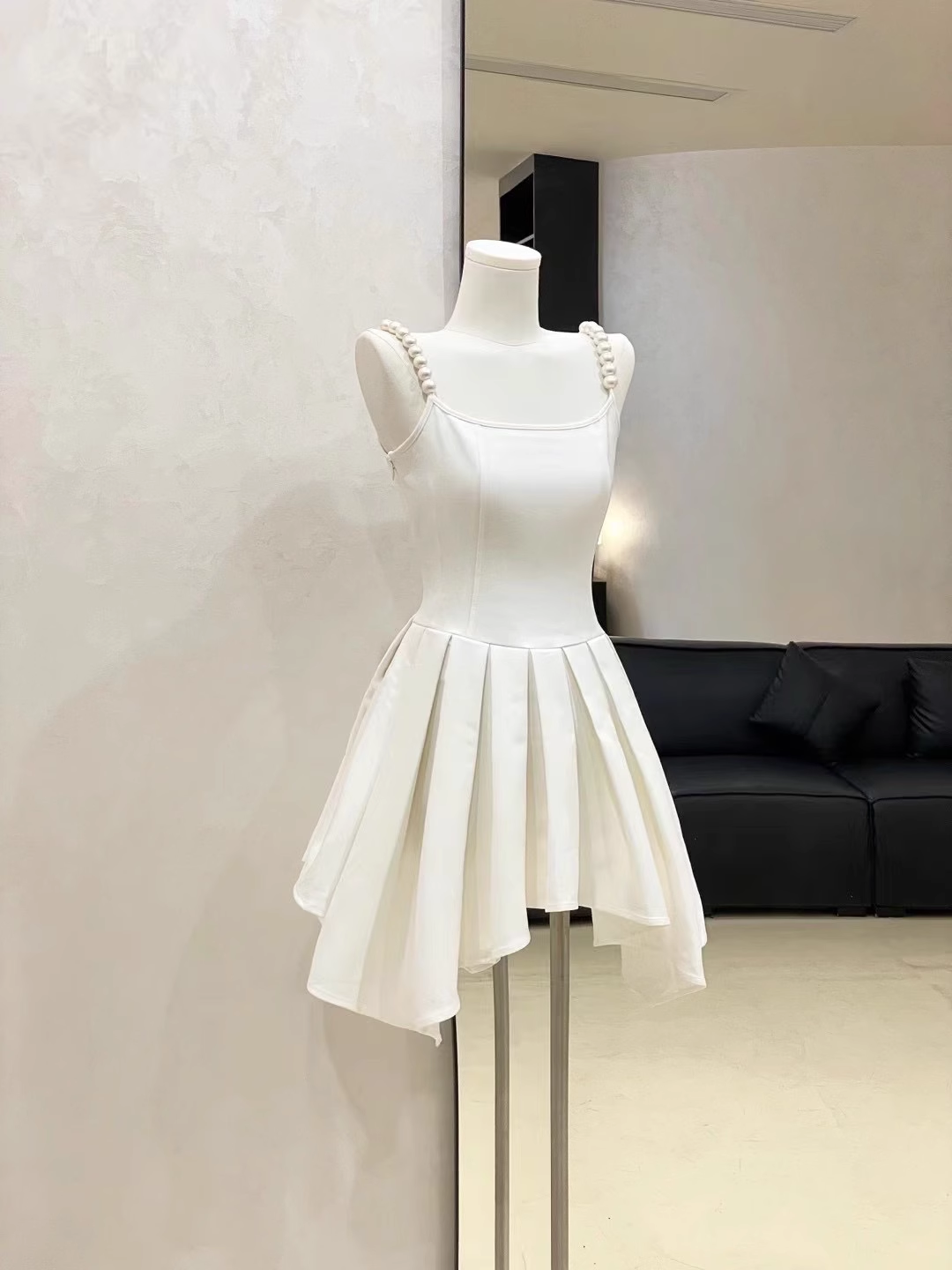 Cute A line Spaghetti Straps Ruffled White Women's Short Vacation Dresses